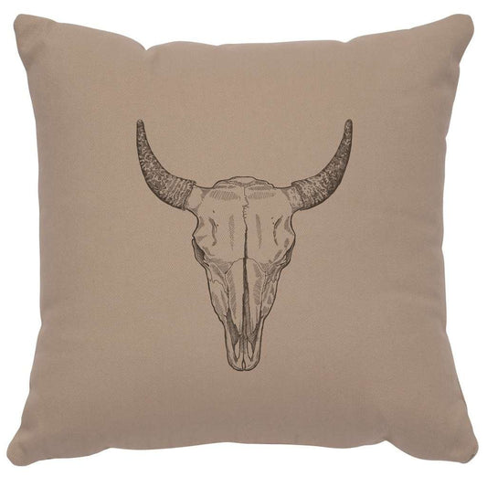 "Bull Skull" Image Pillow - Cotton Alabaster by Wooded River