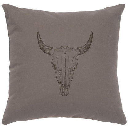 "Bull Skull" Image Pillow - Cotton Chrome