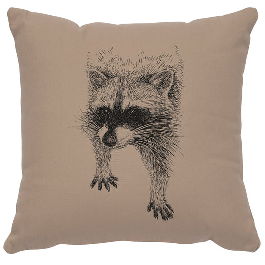 "Raccoon" Image Pillow - Cotton Alabaster by Wooded River