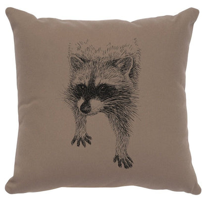 "Raccoon" Image Pillow - Cotton Taupe