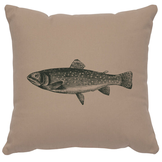 "Trout" Image Pillow - Cotton Alabaster by Wooded River
