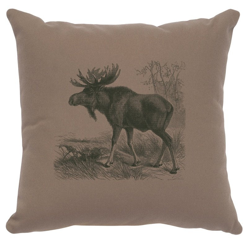 "Moose Scene" Image Pillow - Cotton Taupe