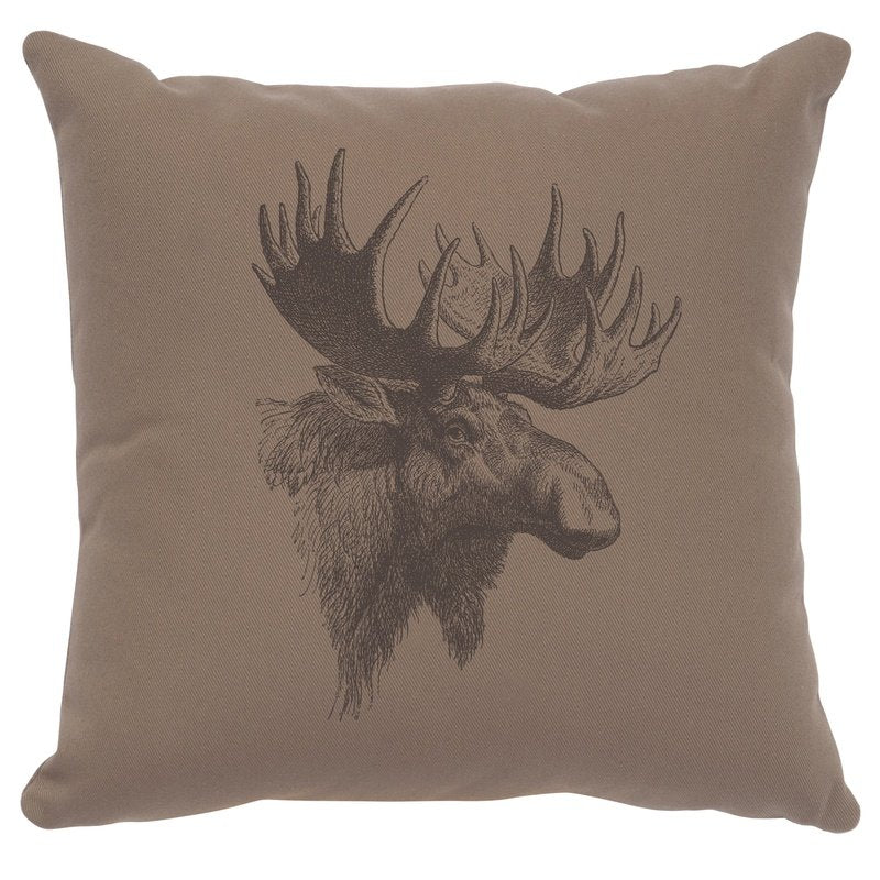 "Moose Profile" Image Pillow - Cotton Taupe