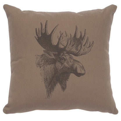 "Moose Profile" Image Pillow - Cotton Taupe