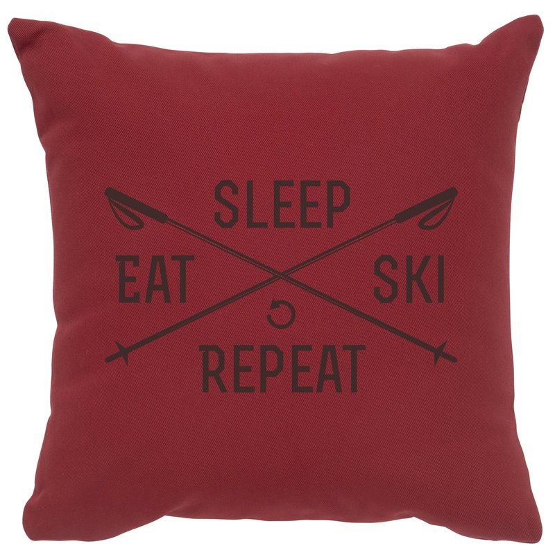 "Sleep, Eat, Ski" Image Pillow - Cotton Brick