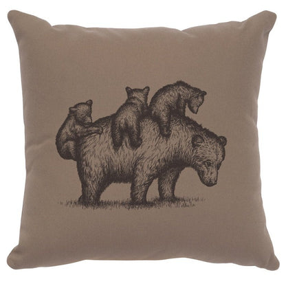 "Mama Bear" Image Pillow - Cotton Taupe
