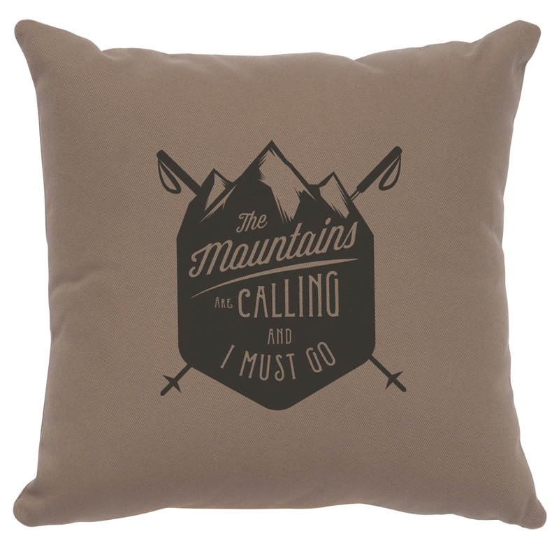 "Mountains are Calling" Image Pillow - Cotton Taupe