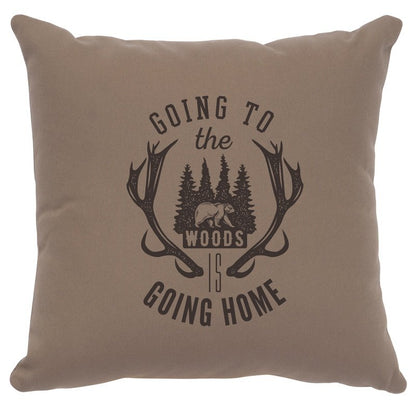 "Going to the Woods" Image Pillow - Cotton Taupe