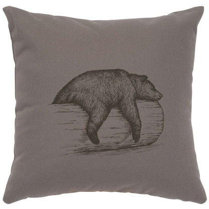 "Bear on a Log" Image Pillow - Cotton Chrome
