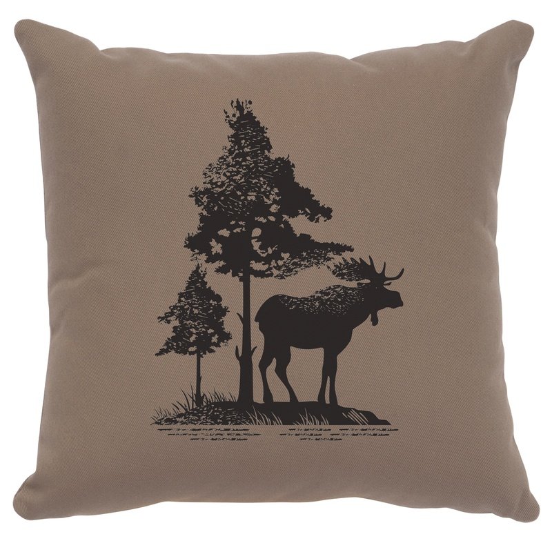 "Moose Tree" Image Pillow - Cotton Taupe