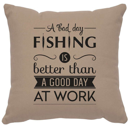 "Fishing Day" Image Pillow - Cotton Alabaster by Wooded River