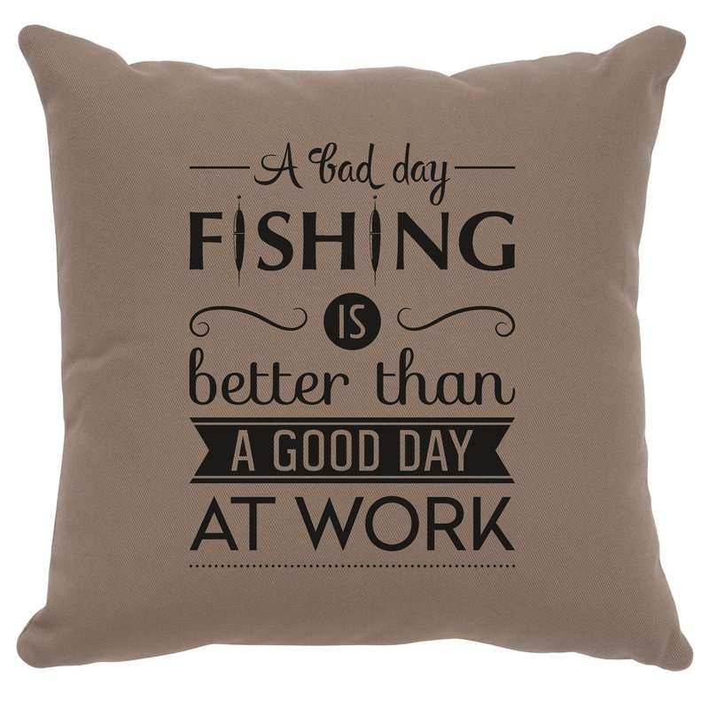 "Fishing Day" Image Pillow - Cotton Taupe