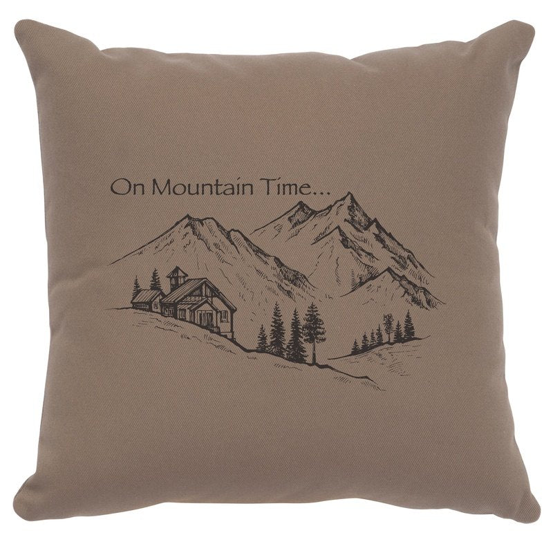 "Mountain Time" Image Pillow - Cotton Taupe