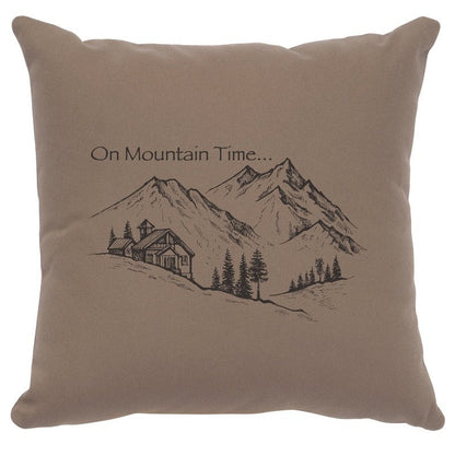 "Mountain Time" Image Pillow - Cotton Taupe