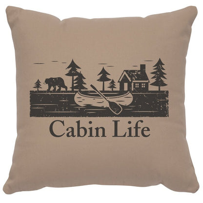 "Cabin Life" Image Pillow - Cotton Alabaster