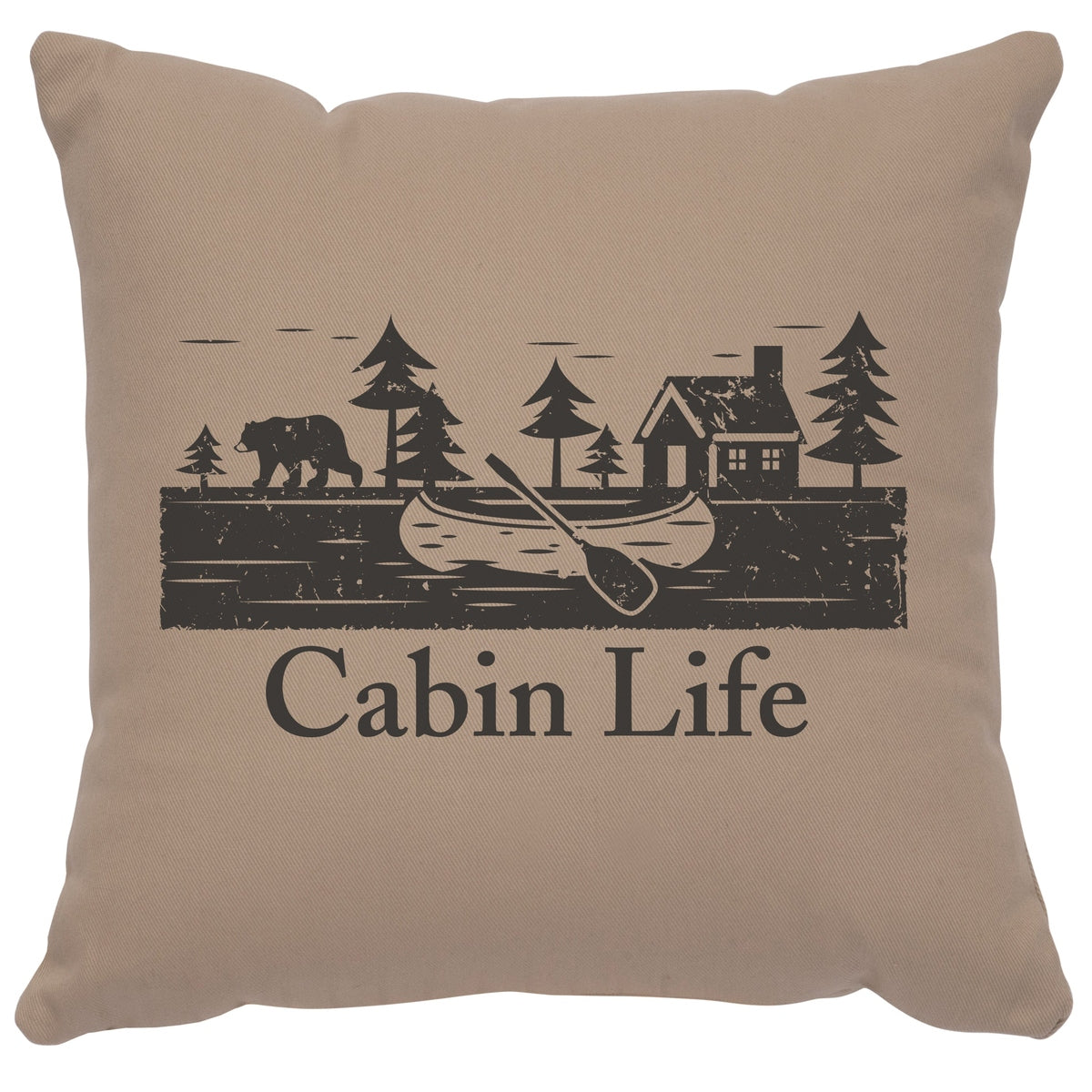 "Cabin Life" Image Pillow - Cotton Alabaster by Wooded River