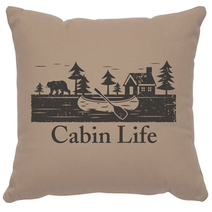 "Cabin Life" Image Pillow - Cotton Alabaster by Wooded River