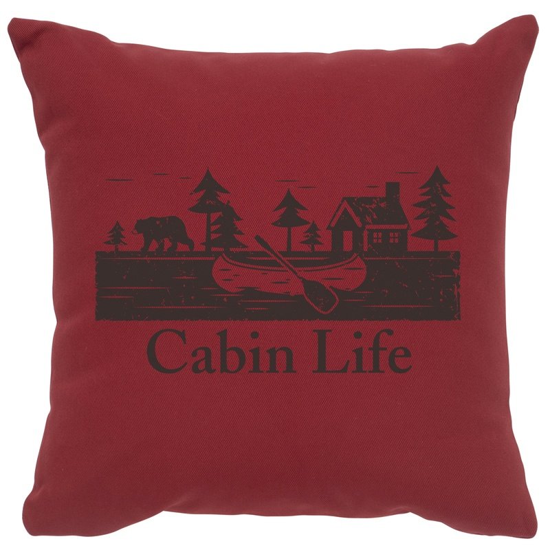 "Cabin Life" Image Pillow - Cotton Brick