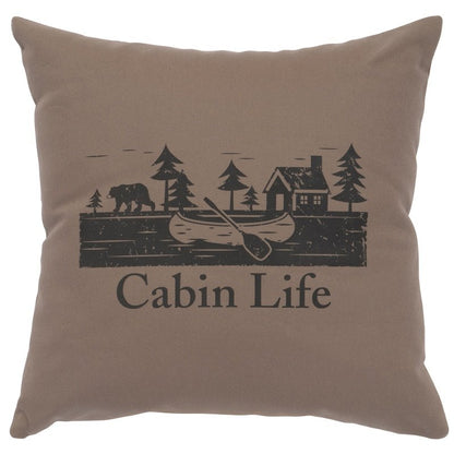 "Cabin Life" Image Pillow - Cotton Taupe