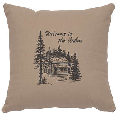 "Welcome Cabin" Image Pillow - Cotton Alabaster