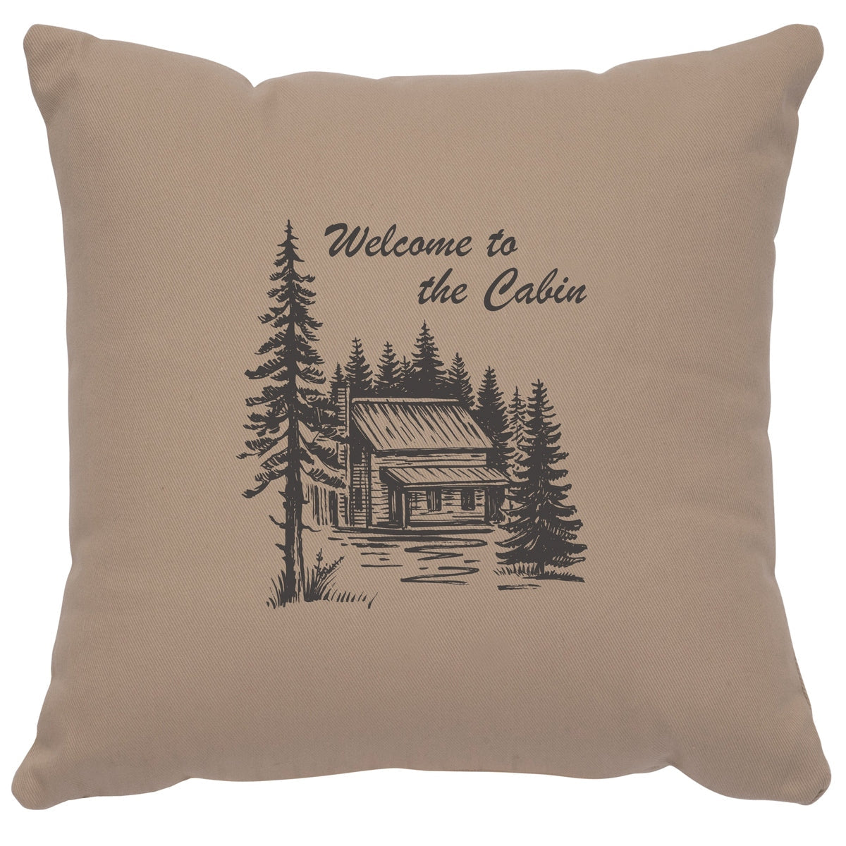 "Welcome Cabin" Image Pillow - Cotton Alabaster by Wooded River