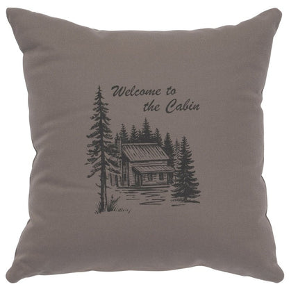 "Welcome Cabin" Image Pillow - Cotton Chrome