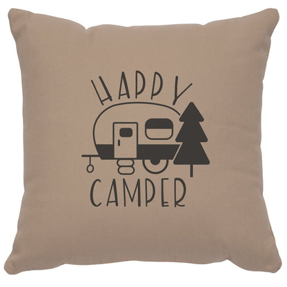 "Happy Camper" Image Pillow - Cotton Alabaster by Wooded River