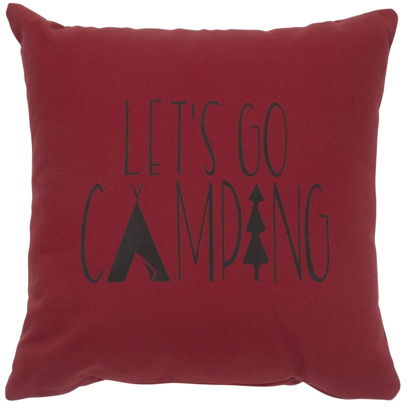 "Go Camping" Image Pillow - Cotton Brick