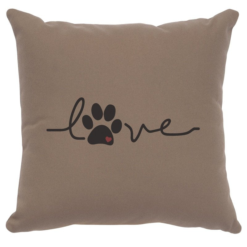 "Love Paw" Image Pillow - Cotton Taupe