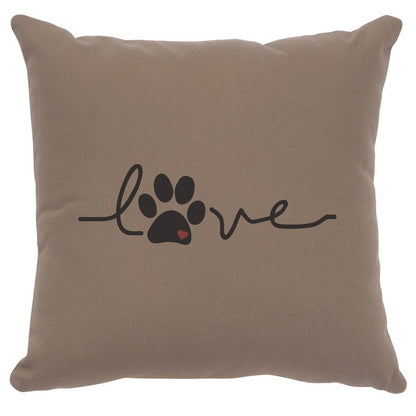 "Love Paw" Image Pillow - Cotton Taupe