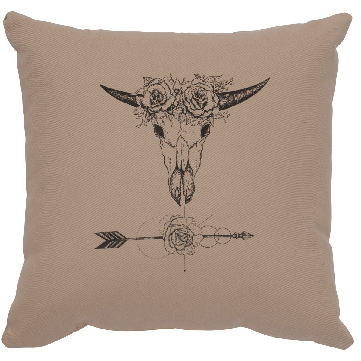 "Bull and Flowers" Image Pillow - Cotton Alabaster by Wooded River