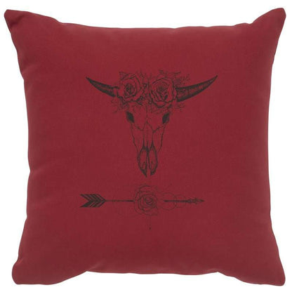 "Bull and Flowers" Image Pillow - Cotton Brick