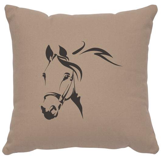 "Horse Profile" Image Pillow - Cotton Alabaster by Wooded River