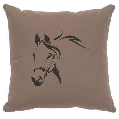 "Horse Profile" Image Pillow - Cotton Taupe