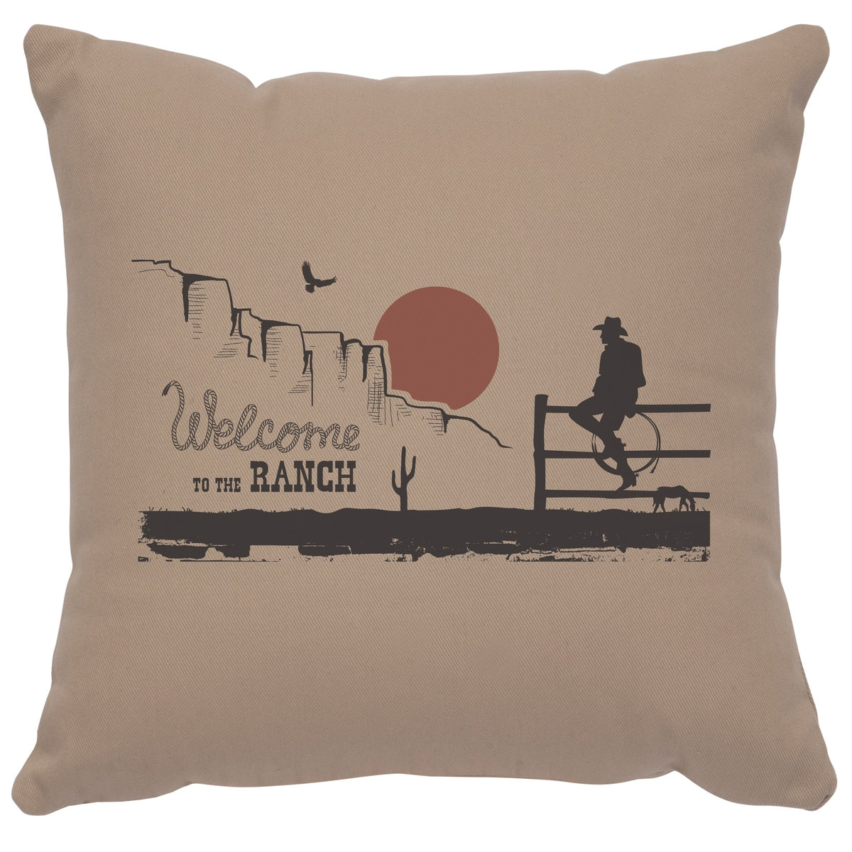 "Welcome Ranch" Image Pillow - Cotton Alabaster by Wooded River