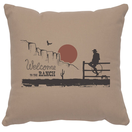 "Welcome Ranch" Image Pillow - Cotton Alabaster by Wooded River