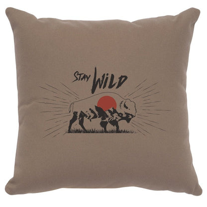 "Stay Wild" Image Pillow - Cotton Taupe