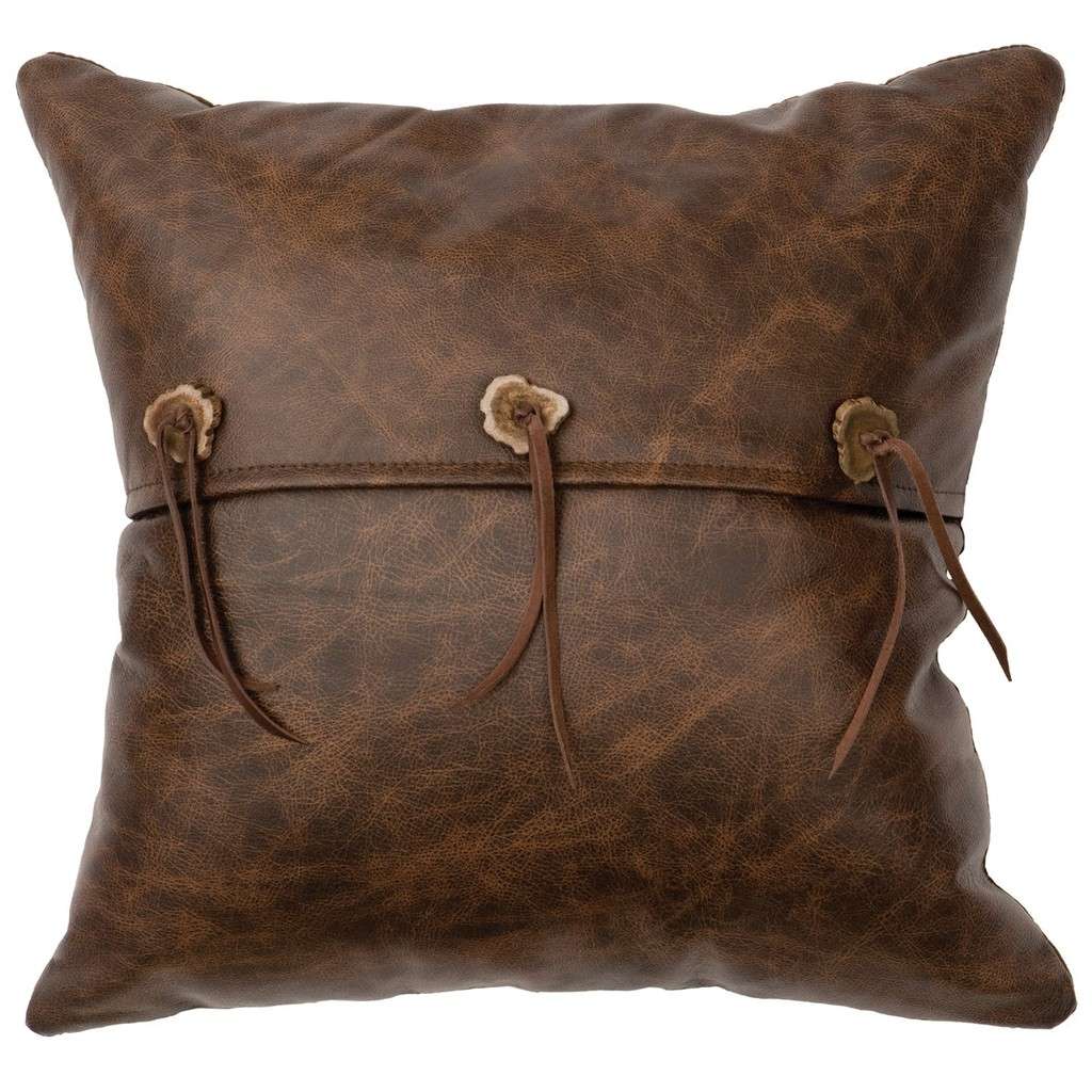 Wooded River Chief Joseph Leather Pillow - 12x18 Retreat Home Furniture