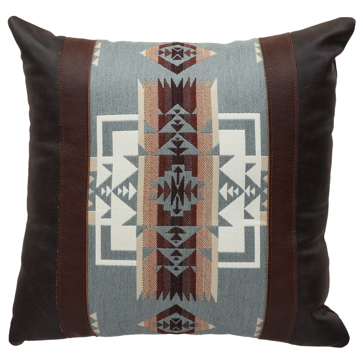 Wooded River Chief Joseph Leather Pillow - 18x18 Retreat Home Furniture