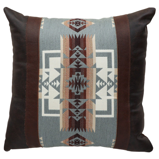 Wooded River Chief Joseph Leather Pillow - 18x18 Retreat Home Furniture