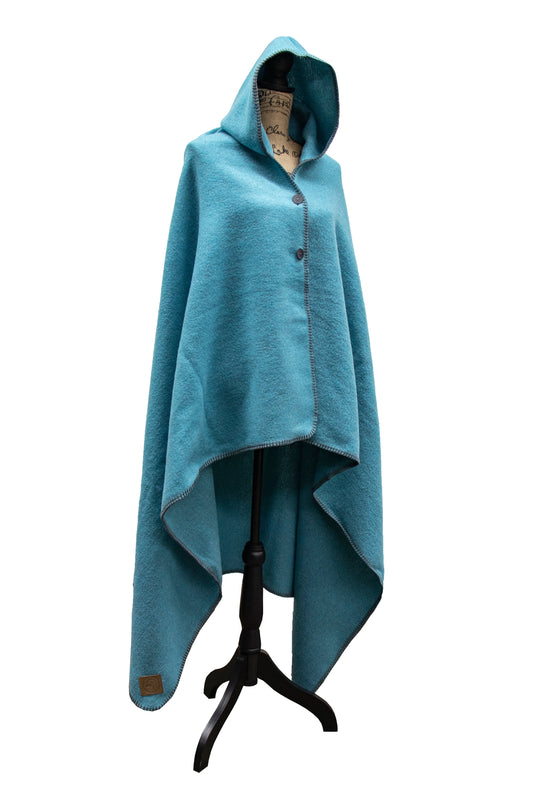 Solid Turquoise Hooded Throw by Wooded River