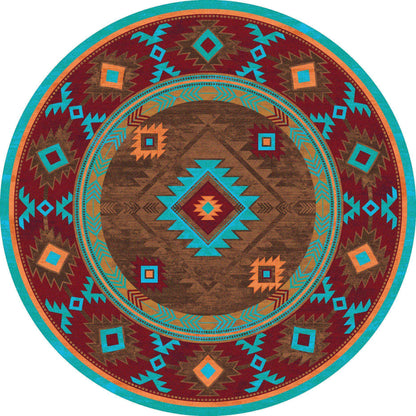 Whisky On The River - Turquoise-CabinRugs Southwestern Rugs Wildlife Rugs Lodge Rugs Aztec RugsSouthwest Rugs