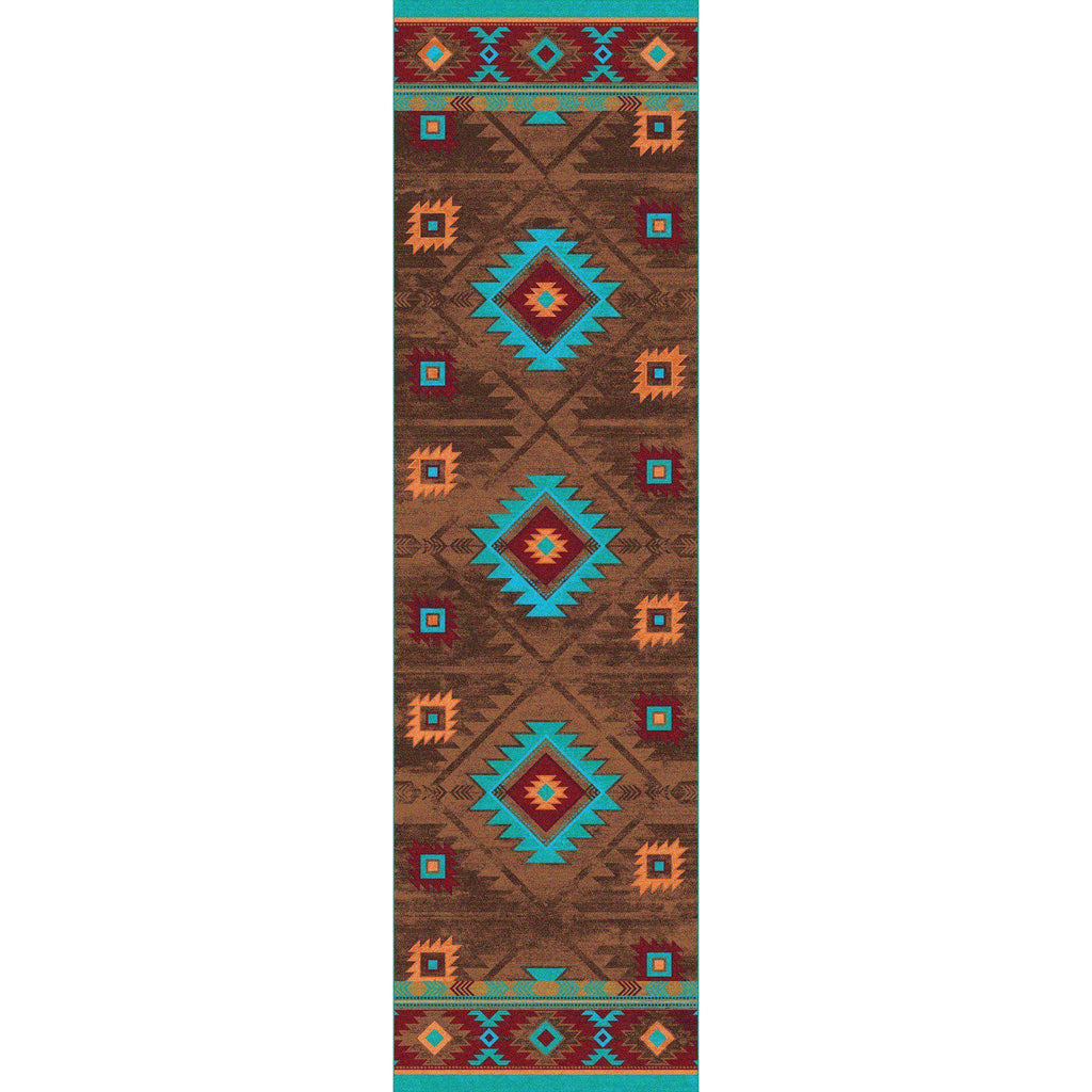 Whisky On The River - Turquoise-CabinRugs Southwestern Rugs Wildlife Rugs Lodge Rugs Aztec RugsSouthwest Rugs