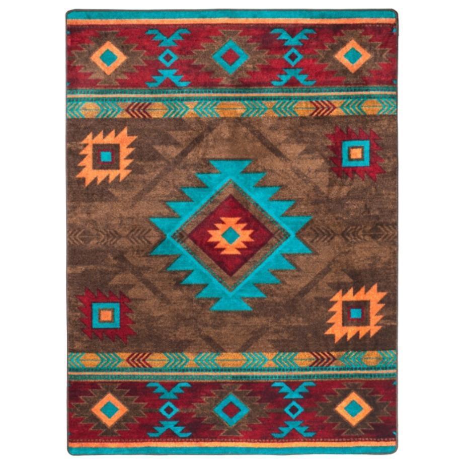 Whisky On The River - Turquoise-CabinRugs Southwestern Rugs Wildlife Rugs Lodge Rugs Aztec RugsSouthwest Rugs