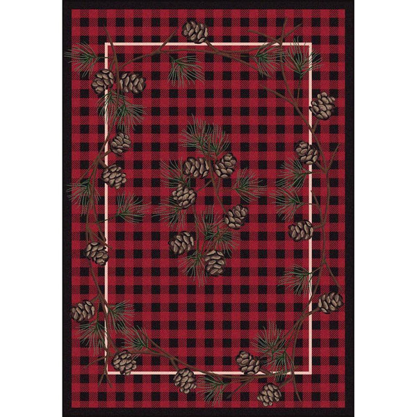 Wooded Forest - Red-CabinRugs Southwestern Rugs Wildlife Rugs Lodge Rugs Aztec RugsSouthwest Rugs