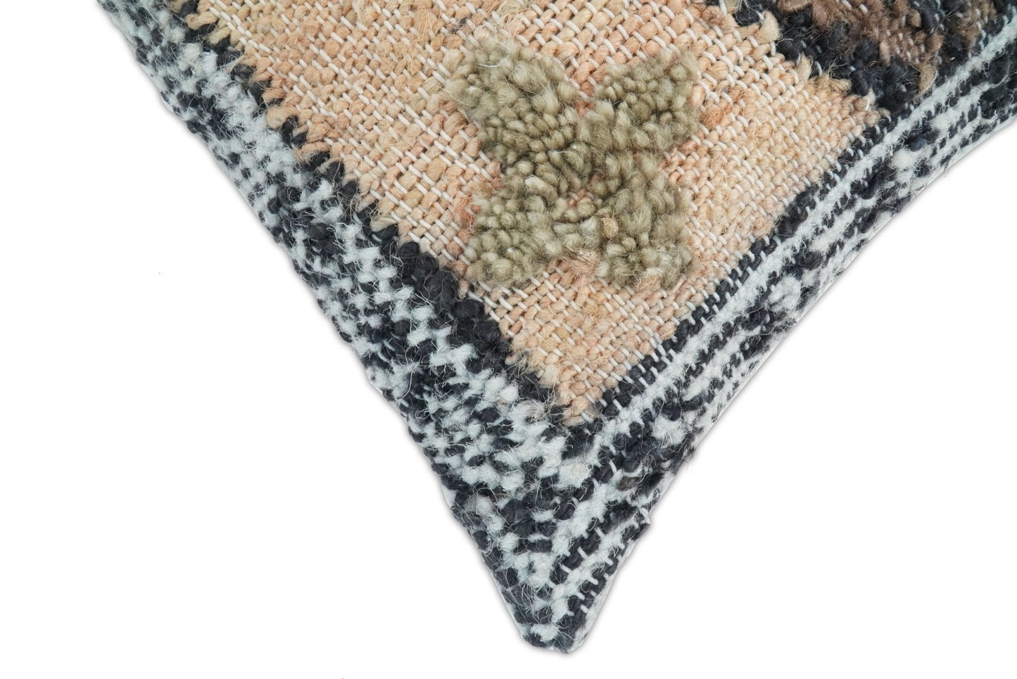 Hand woven Jute and Wool Tribal Accent Pillow, Cushion