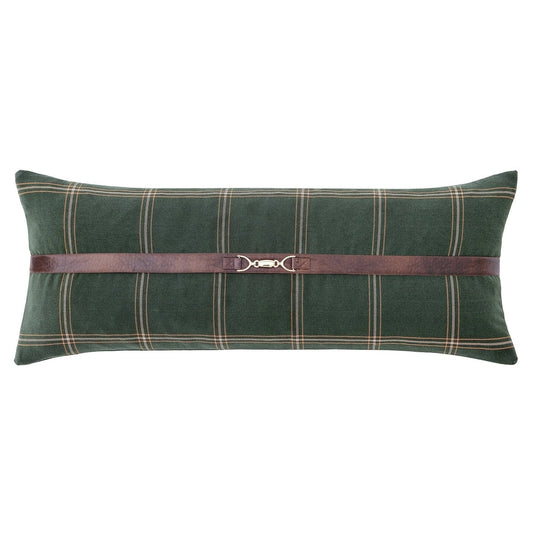 Windowpane Buckle Detailed Lumbar Pillow Cabin Rugs and Furnishings
