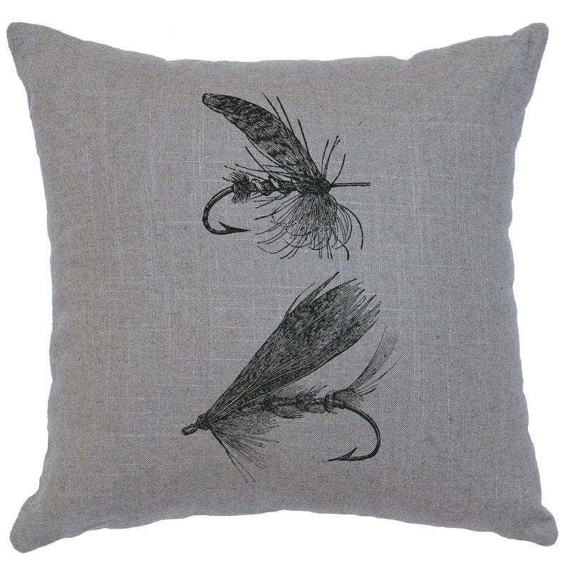"Flies" Image Pillow - Linen Gray