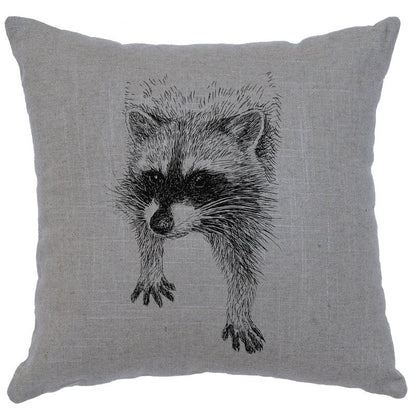 "Raccoon" Image Pillow - Linen Gray