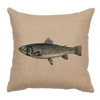 "Trout" Image Pillow - Linen Natural